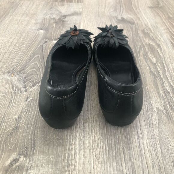 Ecco Black Leather Keystone Flower Slip-On Flats Shoes Women Size 38 EU 7-7.5 US - Picture 5 of 10